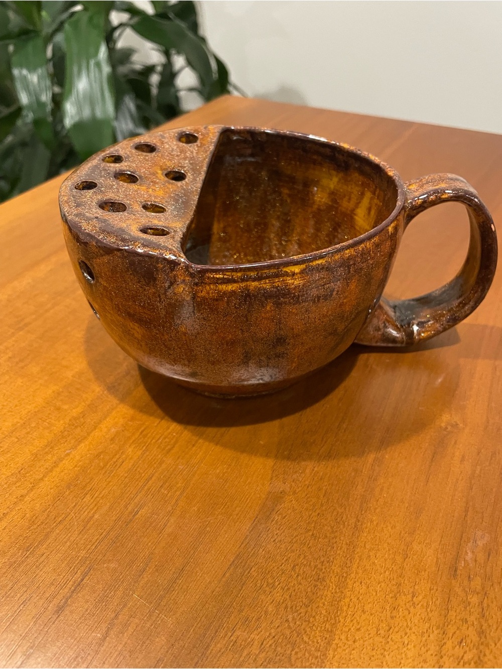 Rustic Brown Ceramic Barry bowl with Handle